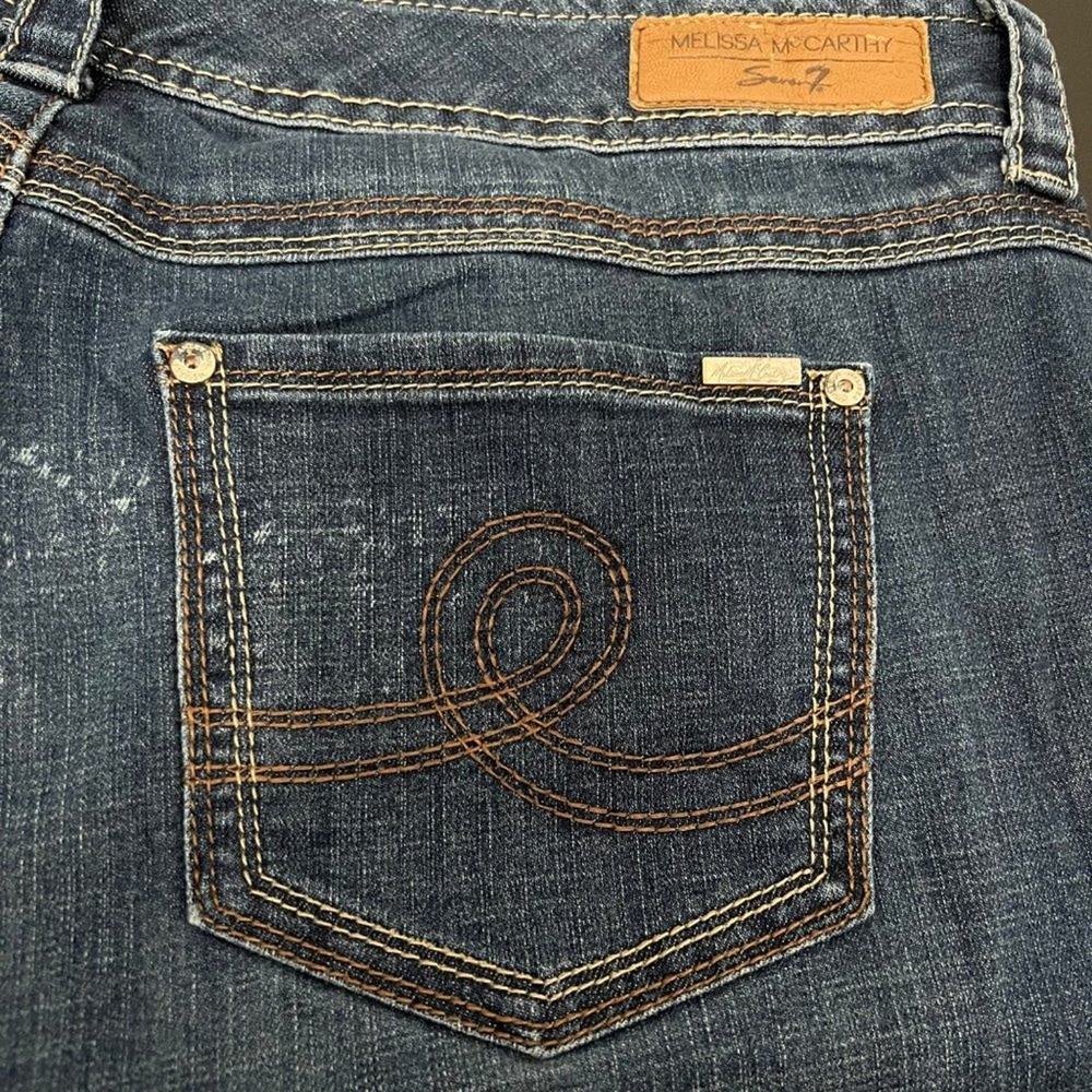 Melissa McCarthy Whiskering Straight Leg Blue Denim Jeans | Women's Plus Size 20 - Picture 12 of 14